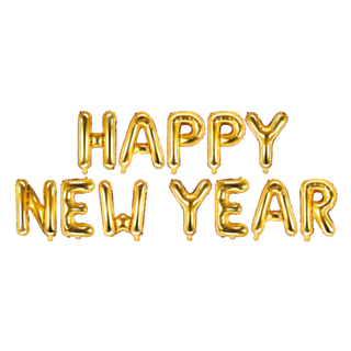 Happy New Year Folieballonger Guld