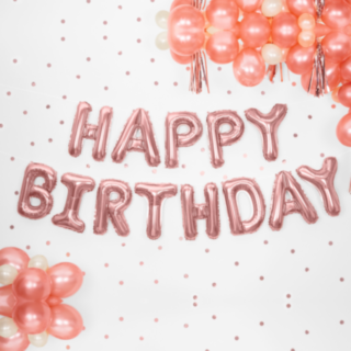 Happy Birthday Folieballonger Roséguld