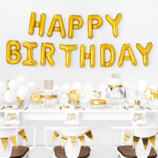 Happy Birthday Folieballonger Guld