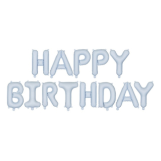 Happy Birthday Folieballonger Ljusblå