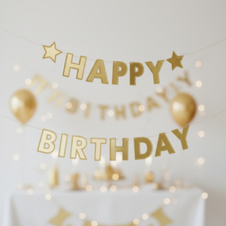 Happy Birthday Stjärna Girlang Guld