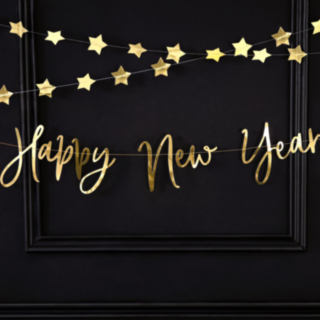 Happy New Year Girlang Guld
