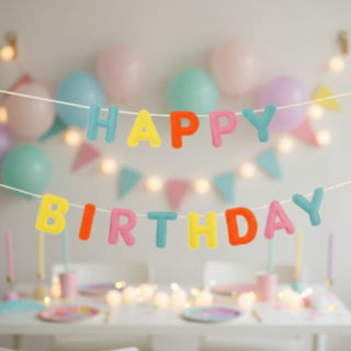 Filt Happy Birthday Girlang Flerfärgad
