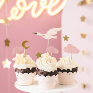 Stork Cupcaketopper Ljusrosa
