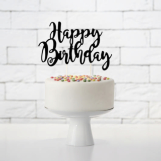 Happy Birthday Tårttopper Svart