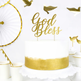 God Bless Tårtdekoration Guld