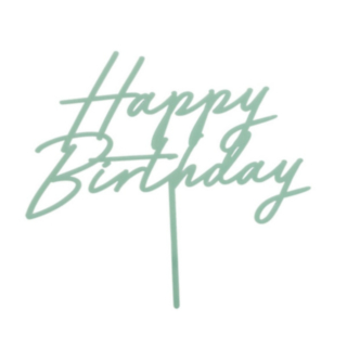 Happy Birthday Akryl Tårtdekoration Matt Grön