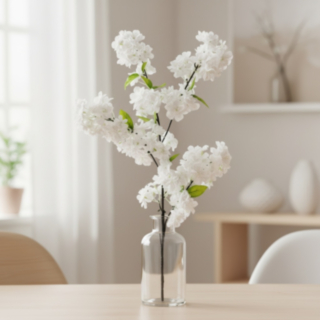 Konstgjord Blommande Körsbärsblomma Vit