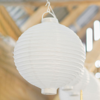 Rund LED Papperslykta Vit