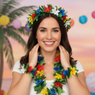 Hawaiikrans Grön/Flerfärgad