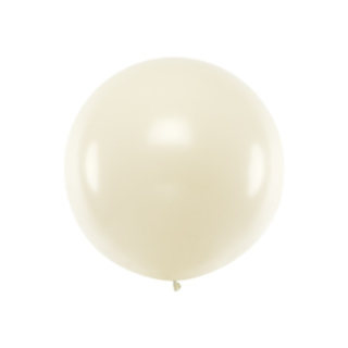 Stor Rund Ballon Metallisk Pärlvit