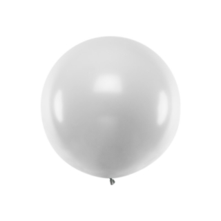 Stor Rund Ballong Metallic Silver