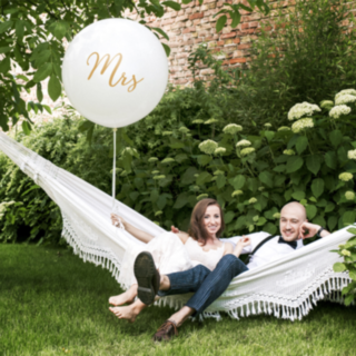 Mrs Jätteballong Vit/Guld