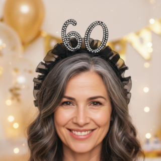 60 År Pärla Hårband Svart