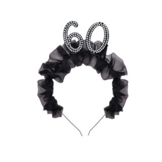 60 År Pärla Hårband Svart
