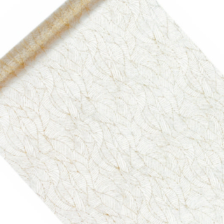 Mönstrad Organza Tygrulle Vit/Guld