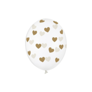 Hjärta Latexballonger Transparent/Guld