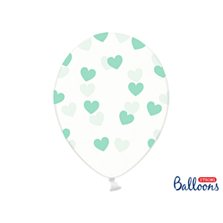 Mintgröna Hjärtan Ballonger Transparenta