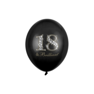 18 & Brilliant Latexballonger Svart