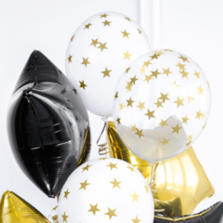 Guld Stjärnor Ballonger Genomskinlig