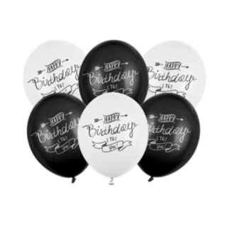 Happy Birthday Latexballonger Svart/Vit