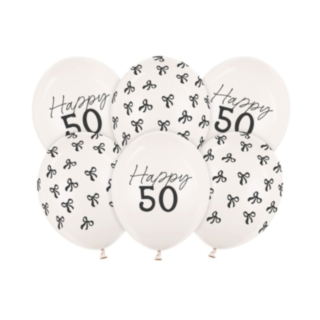 Happy 50 Latexballonger Off-White