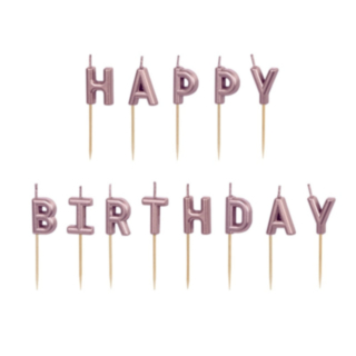 Happy Birthday Tårtljus Roséguld