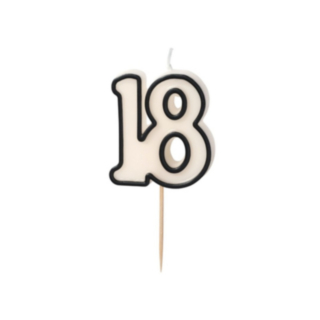 18 År Tårtljus Svart/Vit