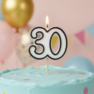 30 År Tårtljus Svart/Vit