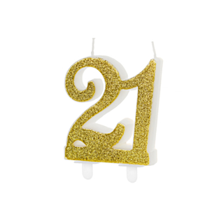 21 År Glitter Tårtljus Guld