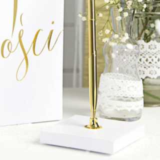Pennehållare Inkl Kulspetspenna Guld/Pärlvit