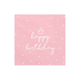 Happy Birthday Servetter Ljusrosa