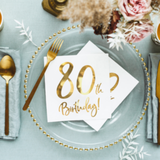 80-års Servetter Guld/Vit