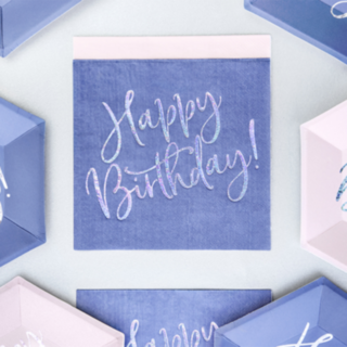 Happy Birthday Servetter Marinblå