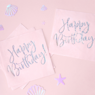 Happy Birthday Servetter Ljusrosa
