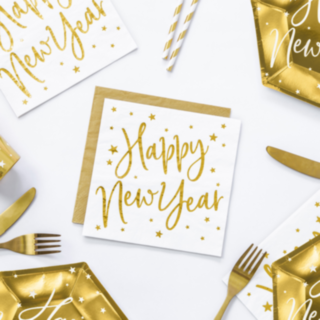 Happy New Year Servetter Guld