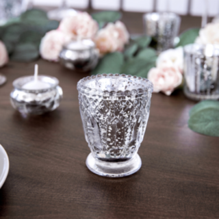 Glas Värmeljushållare Silver