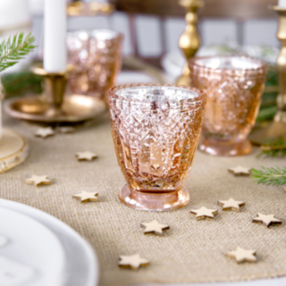 Glas Värmeljushållare Roséguld