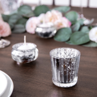 Glas Värmeljushållare Silver