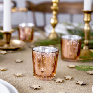 Glas Värmeljushållare Roséuld