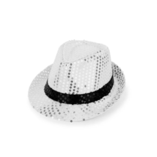 Trilbyhatt med paljetter silver