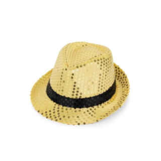 Trilbyhatt med paljetter Guld
