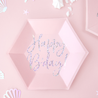 Happy B'day Papptallrikar Ljusrosa