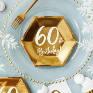 60th Birthday Papptallrikar Guld