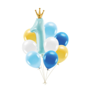 1 År Ballongbukett Ljusblå