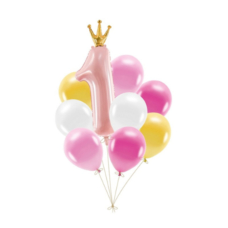 1 År Ballongbukett Ljusrosa