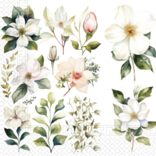 Blommiga Servetter Vit