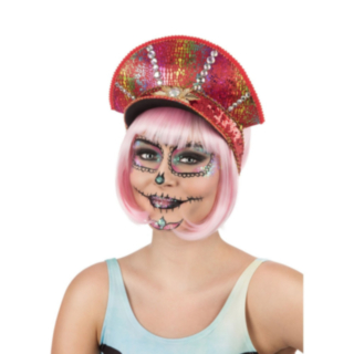 Day Of The Dead Glitter Kaptenshatt Rosa