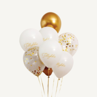 Grattis Ballongbukett Guld/Vit