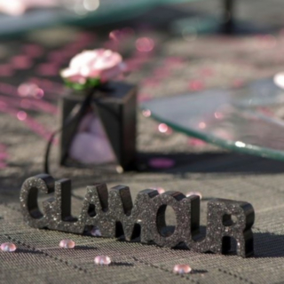 3D Glamour Skylt Glitter Svart